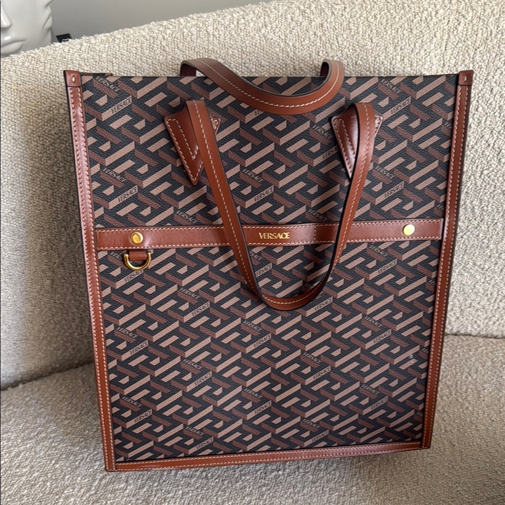 Versace Brown Patterned Men's Bag